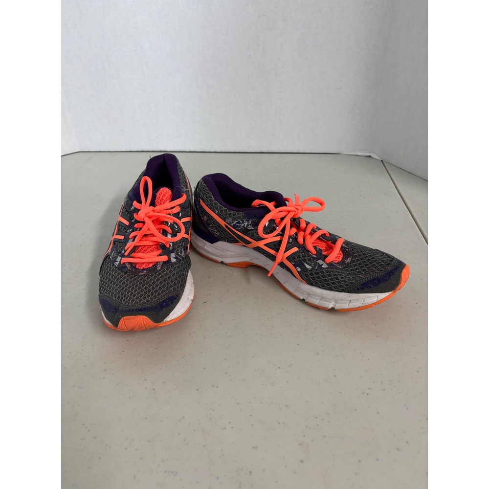 Asics Gel-Excite 4‎ Womens Running Shoes Grey Purple Neon Orange T6E8N Size 8.5